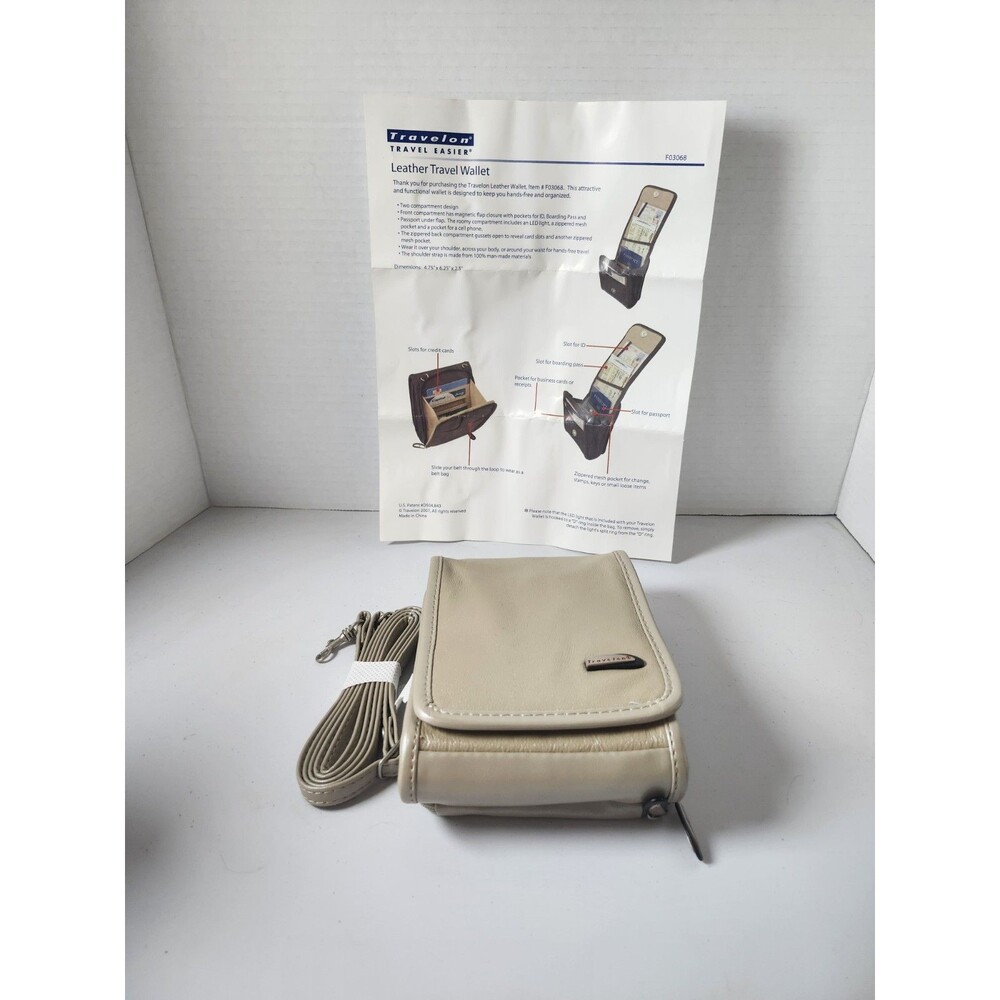 Travelon Tan Mini Crossbody Passport Purse Travel Wallet ID Document Multipocket